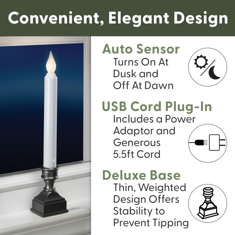 612 Vermont LED Electric Window Candles with Bright Hot Spot,