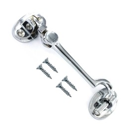 TERF® 100mm Heavy Duty Polished Chrome Cabin Door Hook and Eye Lock 100mm (4 inch) Cabinet Latch including Fixing Screw For Door Gate Window Closet Shed Latch - Pack of 1