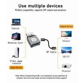 QIANRENON 4k@120hz Dp Male to Female Adapter Converter Connector Dp1.4 Epitaxial Expansion Coupler Supports Up to 8k@60hz