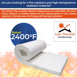 SIMOND STORE Ceramic Fiber Blanket - 48" x 16" x 2" Thick - 2400F 8# Density - High Temperature Insulation for Stoves, Kilns, Forges, Fireplaces, Pizza Ovens, Dishwashers, Furnace Insulation Blanket