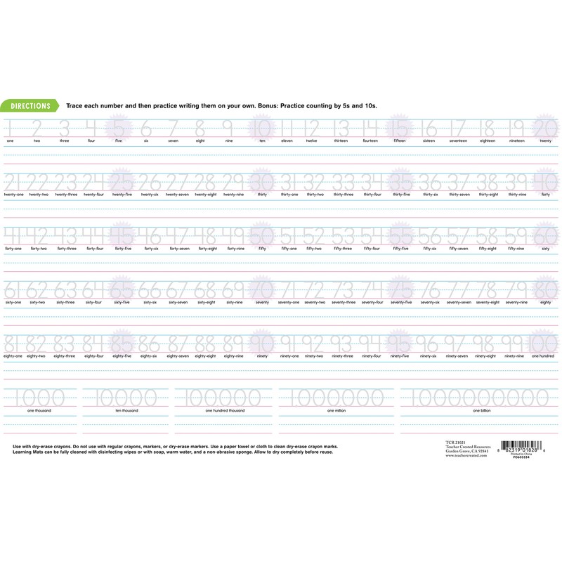 Counting 1–100 Learning Mat