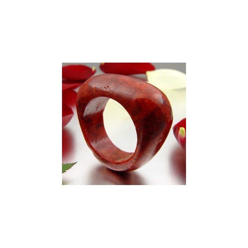 Ring made of coral foam coral red solid smooth coral