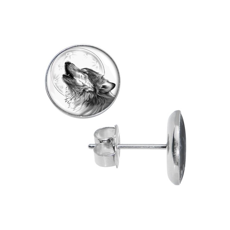 Body Candy Stainless Steel Howling Wolf Stud Earrings
