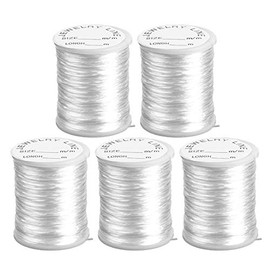 Ideen mit Herz Nylon Cord | Nylon Thread | Transparent Elastic & Tear-Resistant | 0.8 mm x 20 m per Roll | 5 Rolls = 100 m | Ideal for Bracelets, Jewellery Making, Beading DIY