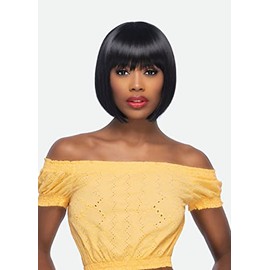 Vivica A. Fox Amore Mio Collection Short Length 10.5″ Fringed End Bob Straight with Swept Bang Style High Heat Synthetic Hair - AW-BANDI (613)