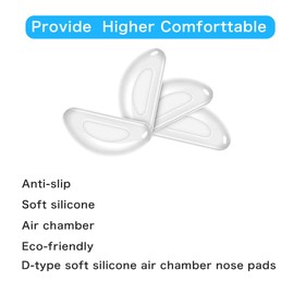 Festful Eyeglass Nose Pads,10 Pairs of Anti-Slip Soft Glasses Nose Pad，Silicone Nose Pads for Glasses (Clear/2mm)