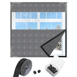 Beeveer 63 x 63 Inch Visible Thermal Window Insulation Kit for Winter Reusable Oxford Cloth Cotton Layer Thermal Window Cover for Winterizing Thicken Warm Winter Waterproof Attic Insulation Cover