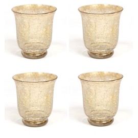Home Decoration Accessories Mercury Glass Votive Candle Holder Gold Crackle Glass Effect Set of 4