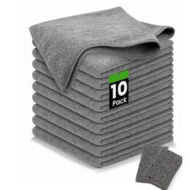 RUISTLI 10 PCS-Trapos de Cocina-Microfibra 25*25CM,Trapos de Limpieza Trapo Microfibra,Trapo Multifuncional,Cocina Accesorios Productos de Limpieza Del Hogar,Grueso,Absorbente de Agua,Lavado Duradero