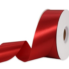 Red Ribbon 1-1/2 Inch x 50 Yards Satin Ribbon Single Face Ribbon for Crafts, Gift Wrapping, Floral Bouquet, Weddings, and Decorations, with Spool