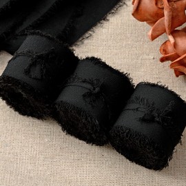 JEDIA Black Ribbon, 3 Rolls Graduation Ribbon, 1.5" x 7Yd Silk Ribbons Set for Gift Wrapping, Wedding Invitations, Bouquet Wrap, Bridal Bouquets, DIY Crafts