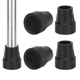 YF 1-Inch Non-Slip Rubber Cane Tips, 4 Pack Replacement Tips for Walkers, Crutches, Commodes, Shower Chairs, Bath Benches, and Walking Sticks, Black