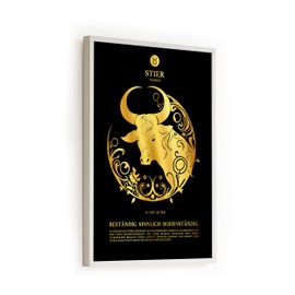 codiarts. Astrologie Sternzeichen Poster | Goldfolienprägung | goldenes Tierkreiszeichen Stier Wandbild | DIN A3 ohne Rahmen (Taurus, Schwarz)