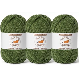 3 Pack Army Green Fluffy Velvet Yarn for Crocheting,Chunky Chenille Baby Blanket Yarn for Crocheting,Soft Fuzzy Puzzle Yarn for Knitting,(100g/3.53oz Each) Bulky Thick Amigurumi Crochet Yarns