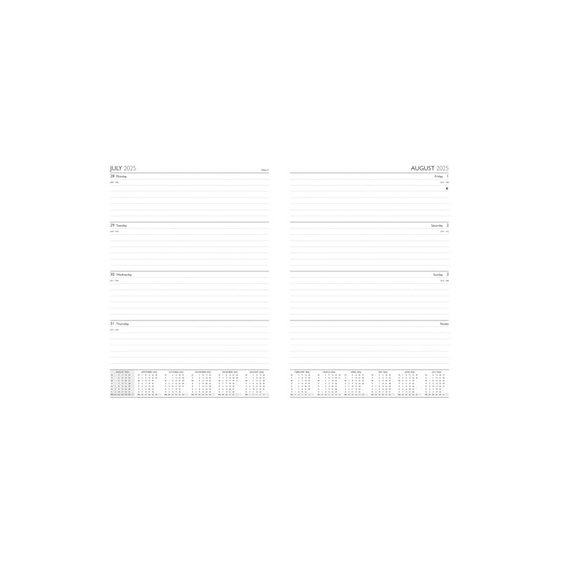 2025-26 A5 Academic Diary Week to View Soft Red