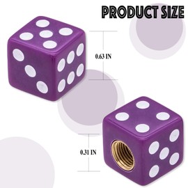 MEAJOO 4PCS Dice Tire Valve Stem Caps, Corrosion Resistant Leak-Proof Tire Air Cap Set, Universal Tire Valve Stem Covers for Cars, SUV, Trucks, Bikes, Motorcycles, Bicycles(Purple)