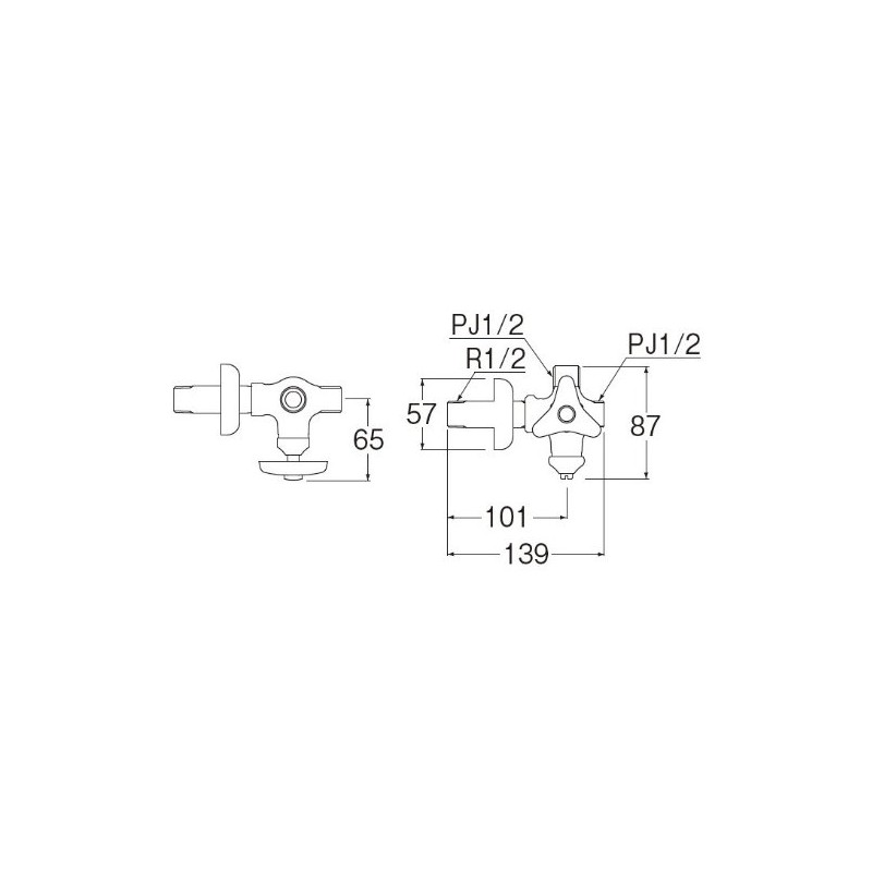 SANEI V2220LAD-X2-13 D-Type Branch Stop Faucet Body, Common Type, Angle