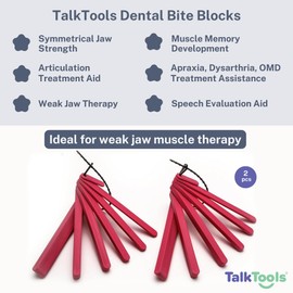TalkTools Dental Bite Blocks | Therapy Tools to Improve Chewing and Biting Dental Bite Blocks Oral Opener Mouth Prop Dental Bite Blocks Safe for All Ages | Jaw Grading Bite Blocks | Set of 2 - Red