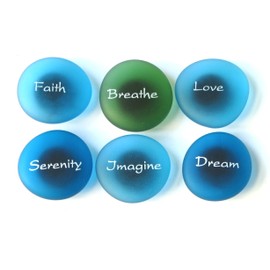 The Mermaid's Message Magnets: Inspiring Words on Frosted Sea Glass Magnets. By Lifeforce Glass. Set II