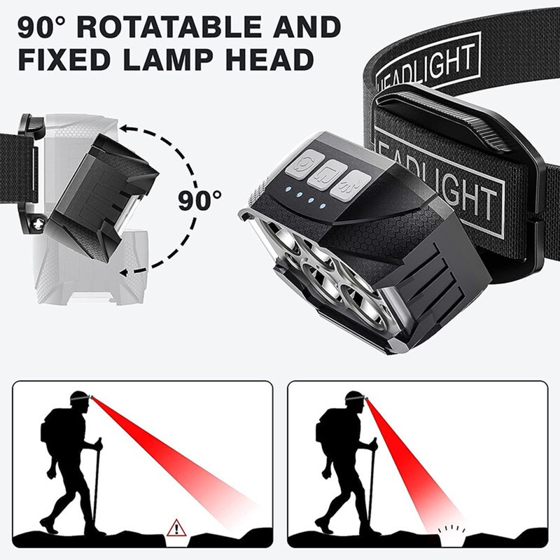 Head Lamp Rechargeable High Brightness Fishing Ultra Long Life Flashlight