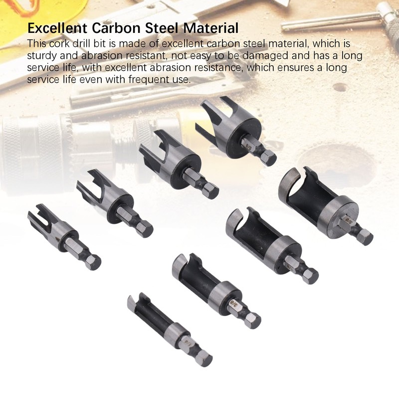 8PCS Set Wood Plug Cutter Drill Bit Hex Shank 4PCS