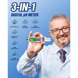 pH Meter & TDS Meter, 0.01 High Precision Water Quality Tester TDS/pH/Temp 3-in-1 pH Tester for Water, 0-14 pH Test Range, Easy to Read, Calibrate, PPM Meter for Drinking Water, Wine, Food and Pool