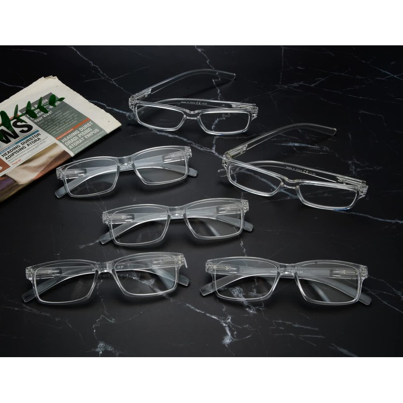 LUR READING GLASSES 6 Pack Spring Hinge Comfort Plastic Readers