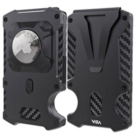 WXM Wallet for Men with AirTag Holder Credit slim Front Pocket Real Carbon Fiber RFID Blocking Minimalist Mens Gift (Airtag Wallet Black)