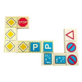 Hess Holzspielzeug 14951 - Domino Spiel aus Holz mit 28 Teilen, Verkehrszeichen, für Kinder ab 3 Jahren, handgefertigt, Geschenk zum Geburtstag, Weihnachten oder Ostern