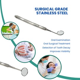 Dental Mouth Mirror with Hollow Handle Replaceable Mirror #5 for Teeth Inspection Oral Examination Tool Accurate Visibility, Stainless Steel (Set of 10)