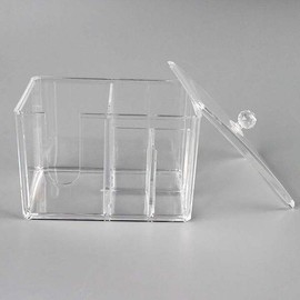 아크릴면봉케이스 뚜껑케이스 화장솜 화장솜케이스 화장솜케이스 Acrylic Cotton Swab Case with Lid, Cotton Pad Case