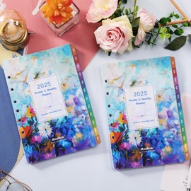 2025 Planner Refills - Planner Inserts with 7-Hole Punched, 5-1/2" x 8-1/2", Runs from January 2025 to December 2025, Weekly and Monthly Spread, Colorful Monthly Tabs