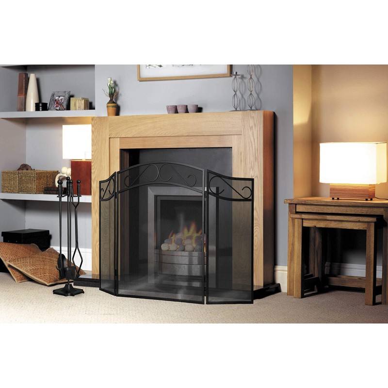 Fire Beauty Fireplace Screen for Wood Burning Fireplace Foldable 3
