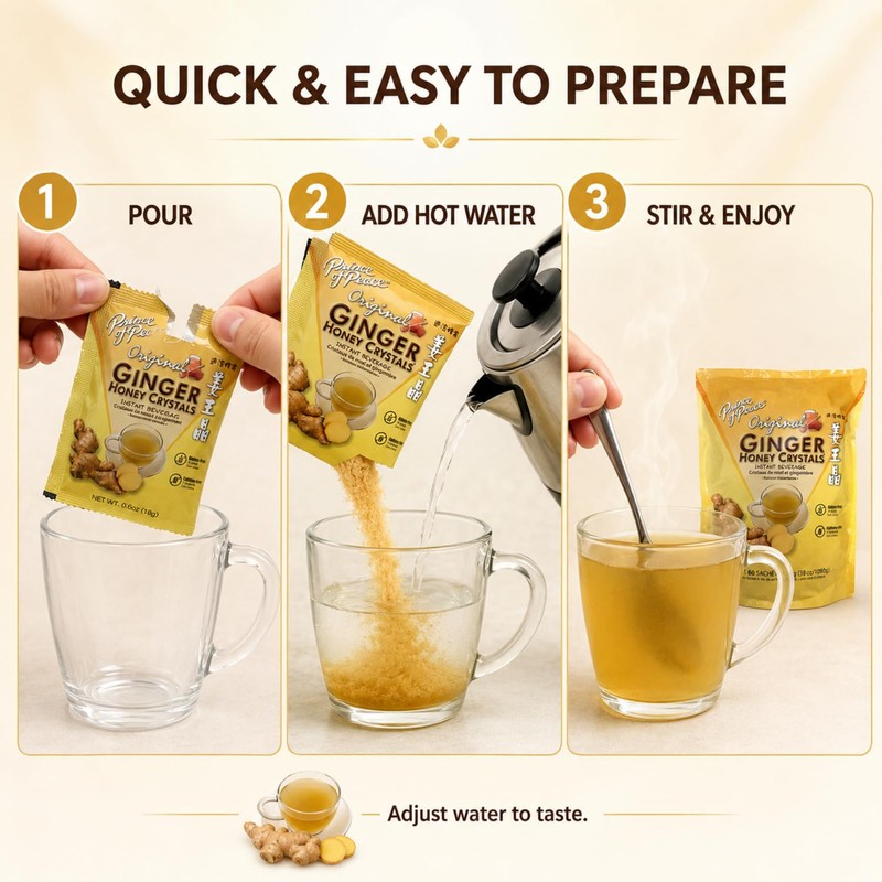 Instant Ginger Honey Crystals Family Value Pack 60 Sachets 18g