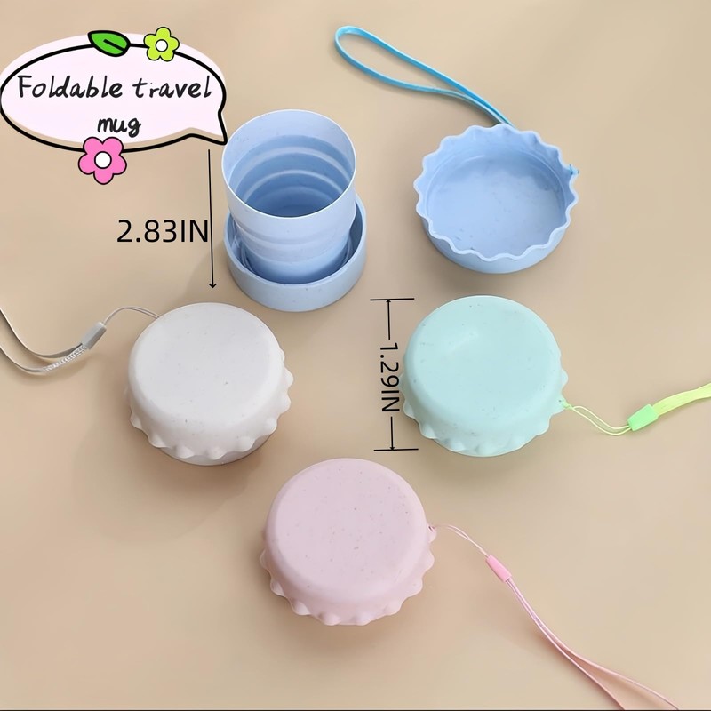 FANBODTA Collapsible Travel Cup 4-Pack, 130ml Foldable Water Cup with