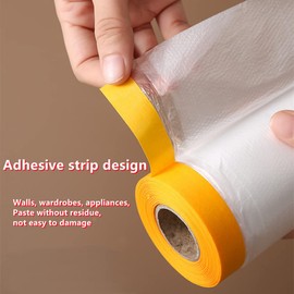 Plastic Poly Sheeting 13 ft X 66 ft Carpet Protection Film Floor and Surface Shield with Self Adhesive Backing for Decoration Furniture Sofa Bed Protection Cover Dust Cover