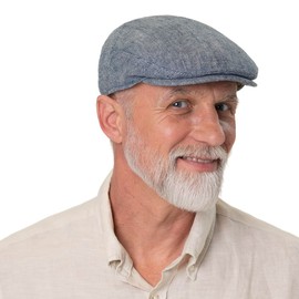 Stetson Summer Linen Driver Flat Cap - Elegant Linen Cap - Made in Germany - Breathable for Men in Spring/Summer, Mottled blue