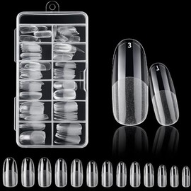500 Uñas Semimate de Cubierta Completa Acrílica Preforma Para Extensión, 12 Tamaños a Presión Sobre Puntas de Uñas Postizas de Gel Suave Transparente 