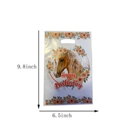 LYK 30PCS Horse Party Favor Bags Pony Themed Plastic Horse Treat goody Bags Horse and Pony Goodie Bags with Handles for Horse and Pony Themed Party Supplies