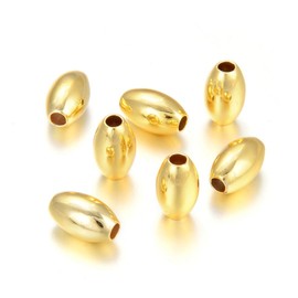 Adabele 20 Cuentas Sueltas de Arroz Ovaladas Pequeñas Sin Costuras de 5,5 Mm de Plata de Ley Chapada En Oro Amarillo Auténtico, Espaciadoras para Hacer Joyas Artesanales (Ss111-5)