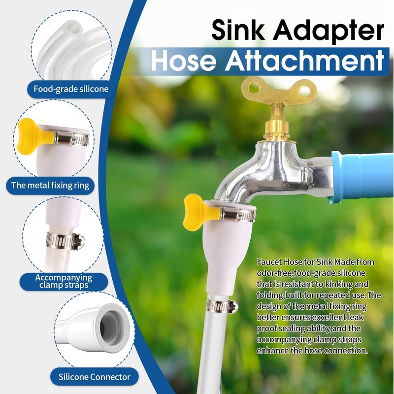 4.9FT Faucet Hose Attachment for Sink & Large Humidifiers,with Adjustable