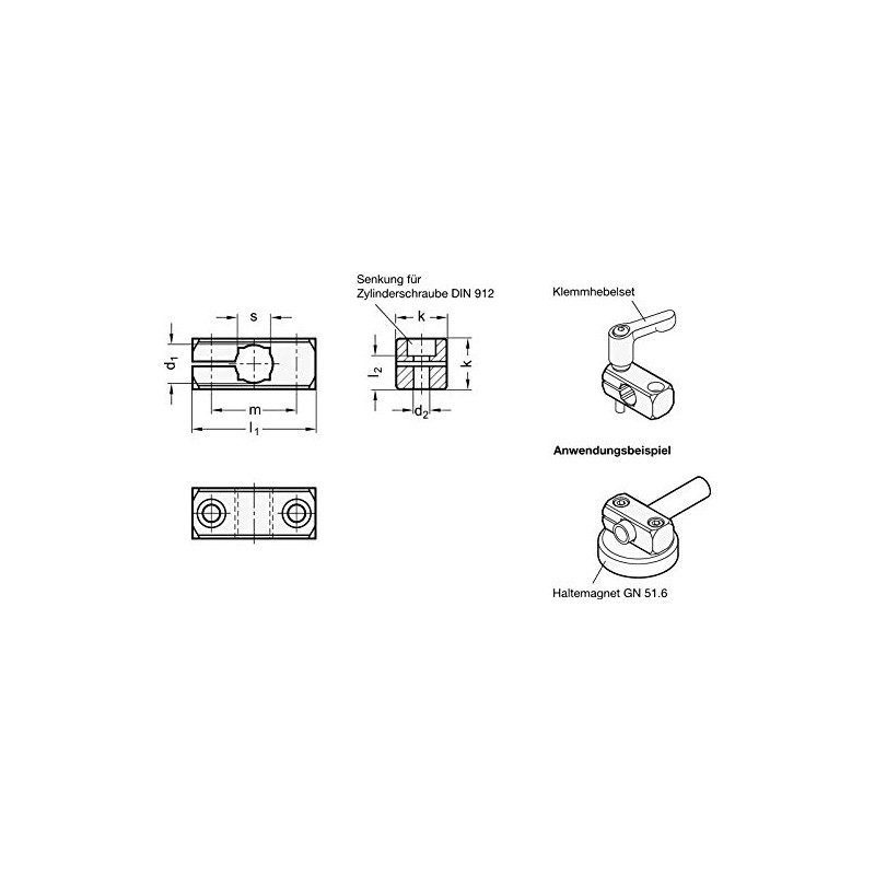 Clamp Holder Aluminium Black Anodised Bore 12 mm