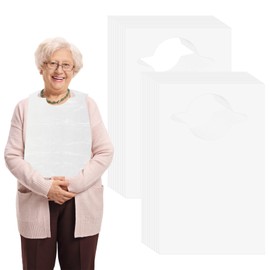 OMISTAR Disposable Adult Bibs (200 PCS), 23.6×14.4 Inches, Tearproof Plastic Bibs with Convenient Neck-hanging Style, Individually Packed Clothing Protectors for Elderly, Men and Women