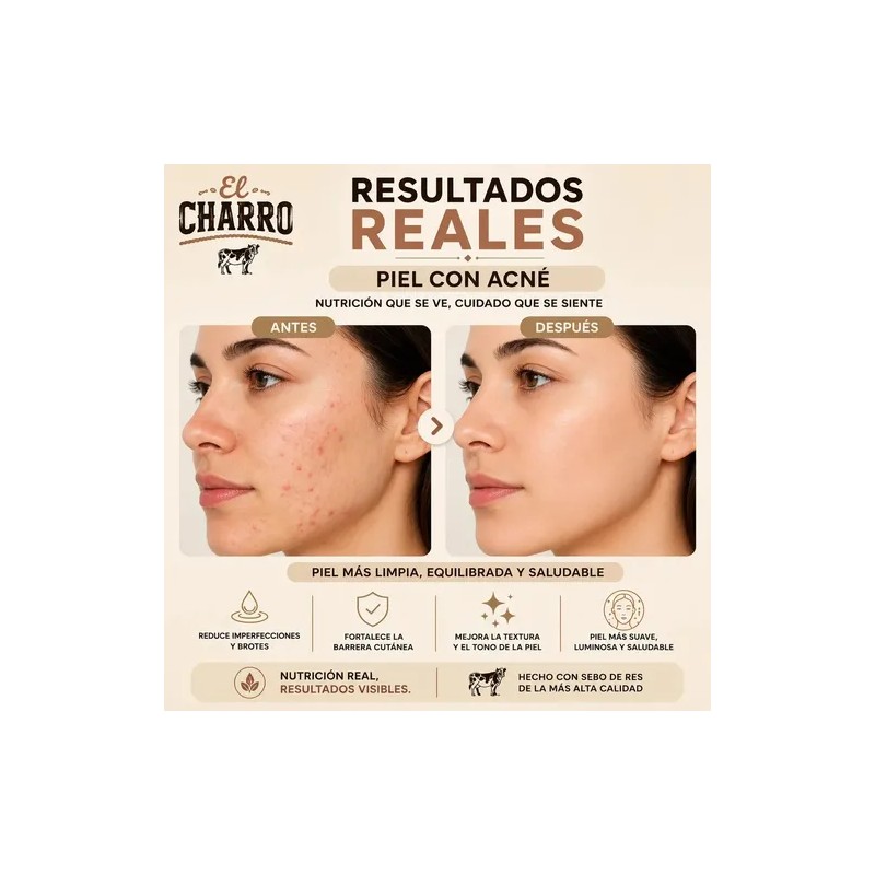 Crema El Charro de Sebo Bovino para Rostro y Cuerpo,