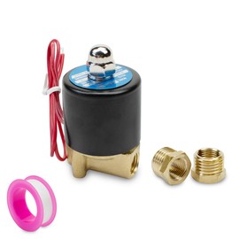 Innfeeltech 1 Pcs 1/4" BSP Thread 220V AC Normally Closed Brass Electric Solenoid Valve with Brass Reducing Connector,Fit for Air,Water,Diesel