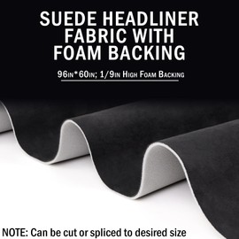 Kefly Black Suede Headliner Fabric 96" L × 60" W with Foam Backing, Automotive Interior Auto Roof Replacement Material for Car, SUV, Boat, Pickup, Truck, RV, Home Repair