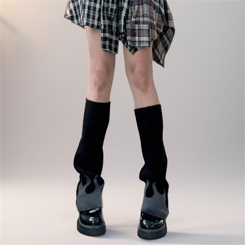 Insgoth Goth Leg Warmers Women Punk Flared Long Grunge Rave