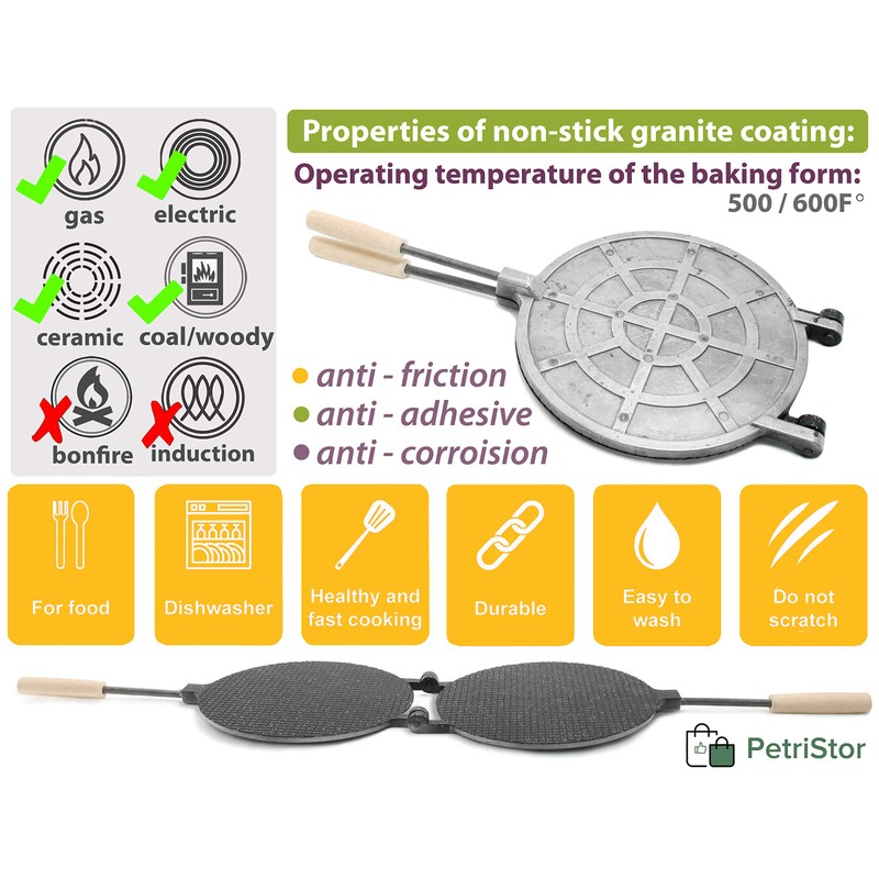 PetriStor Waffle Maker Round Has Nonstick Coating Size 8 in