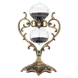 SuLiao Hourglass Timer 30 Minute Sand Timer, Antique Engraved Brass Sand Clock, Rotating Black Sand Watch 30 Min, Vintage Metal Reloj De Arena, Unique Glass Sandglass for Home, Desk, Office Decorative