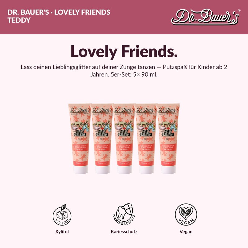 Dr. Bauer's Lovely Friends Children's Toothpaste with Magic Glitter Figures,